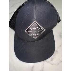 SALTY CREW Black Mesh Trucker Hat Snapback Adjustable